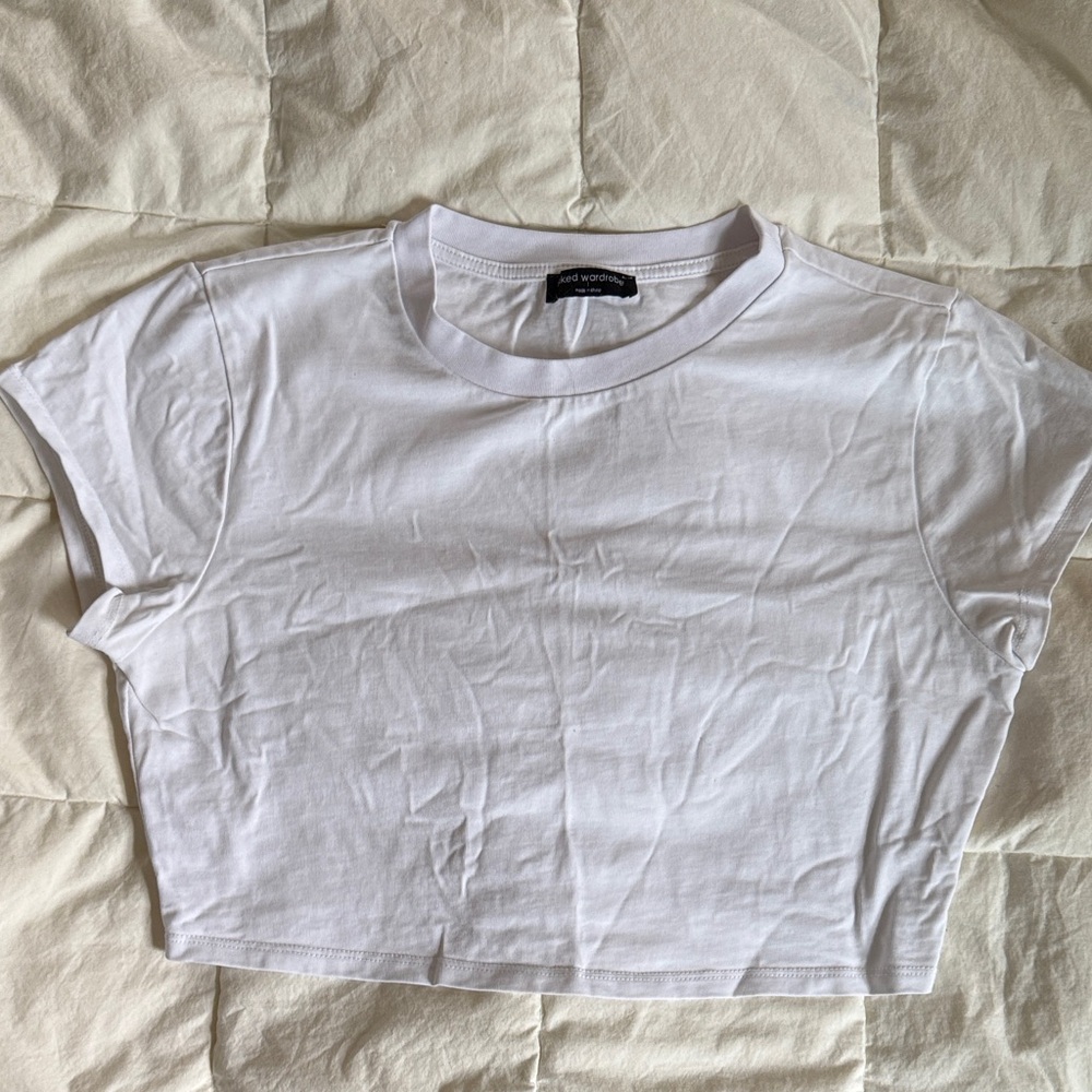Naked Wardrobe White Crop Top - Picture 1 of 4